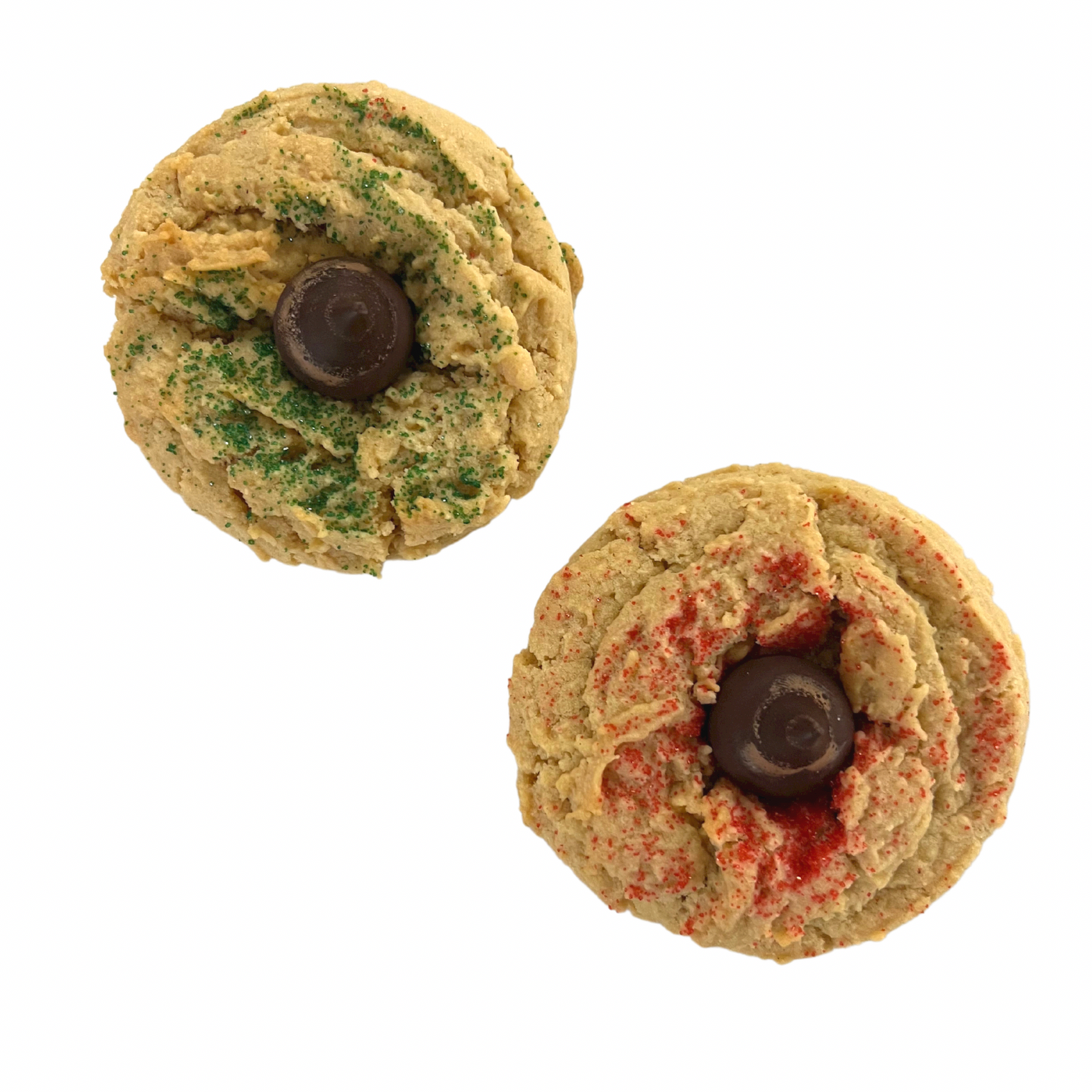 Red and Green Peanut Butter Blossoms